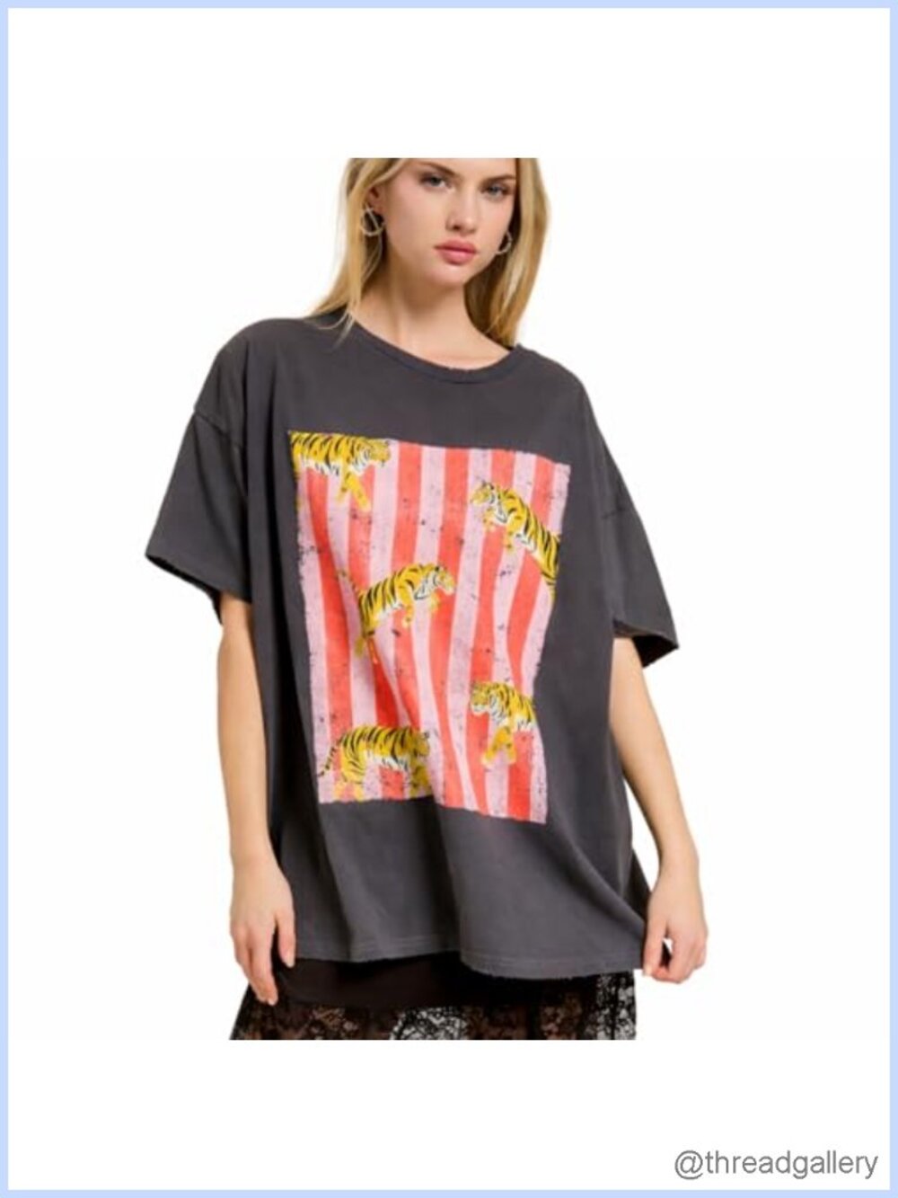 Oversized Vintage Tiger Graphic Tee Women Relaxed Boyfriend Fit Streetwear